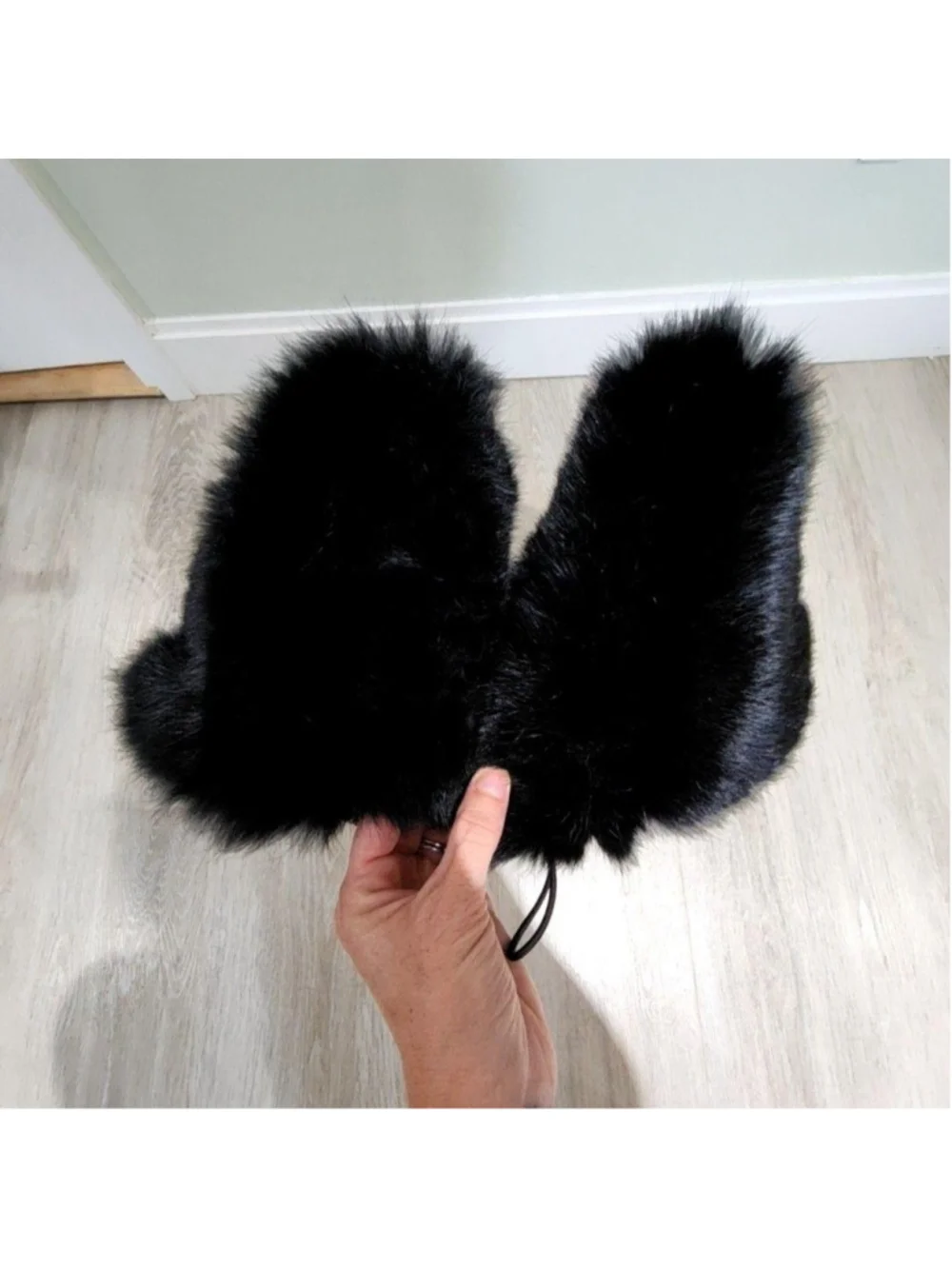 Sequin Snow Boots Womens 8 Black Over The Knee Faux Fur Wedge Winter Party